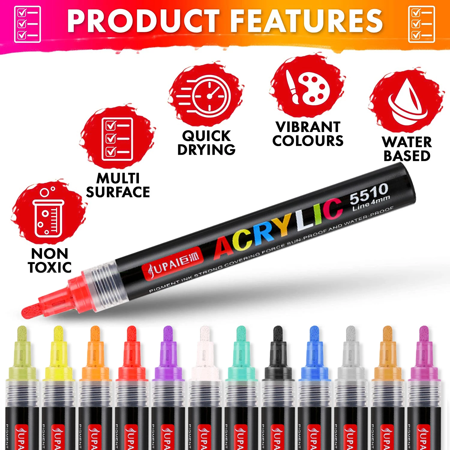 12/24/36/48/60 colors Eco-friendly Painting Art Markers 3.0mm Acrylic Pens Paint Marker Set for kids