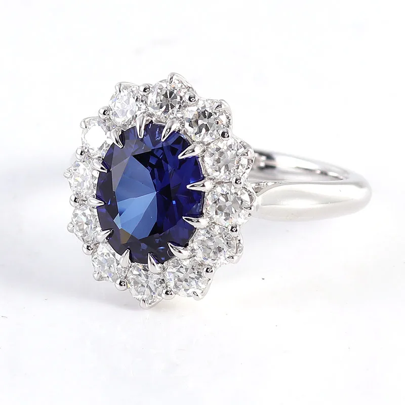 Popular Style Blue sapphire Gemstone Moissanite Engagement Rings Silver 10K 14K 18K Gold Popular Ring