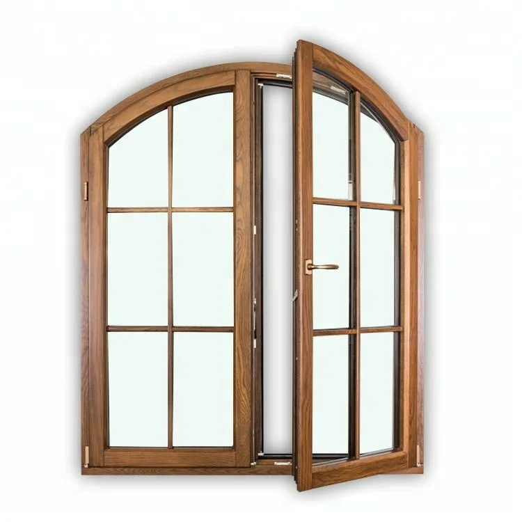 Windows Manufacturer Casement Inward Opening Aluminium Wood Arch Top Window