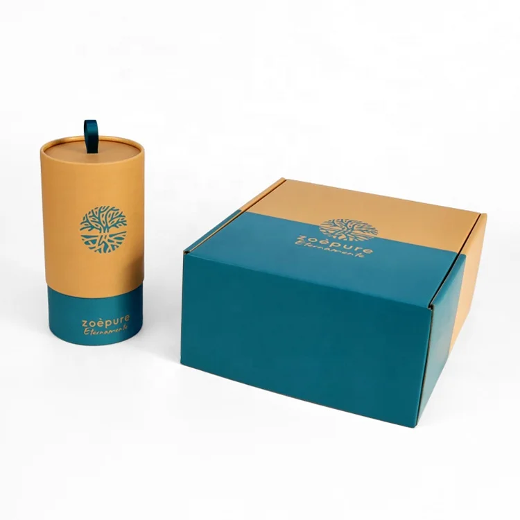 Manufacturer bath salt cosmetic toy gift packaging box recycled kraft cylinder cardboard paper tube with silk handle