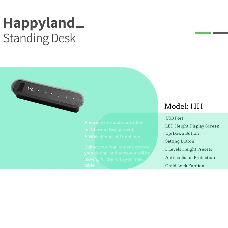 HZ Three Height Memory Preset Electric Desk Handset Intelligent Standing Desk Hand Controller For Height Adjustable Office Desk