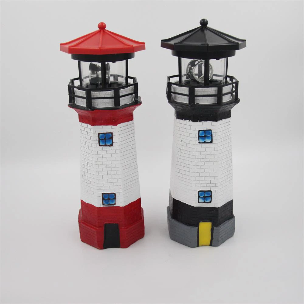  Mediterranean Home decoration solar led tower light ocean lighthouse garden rotating