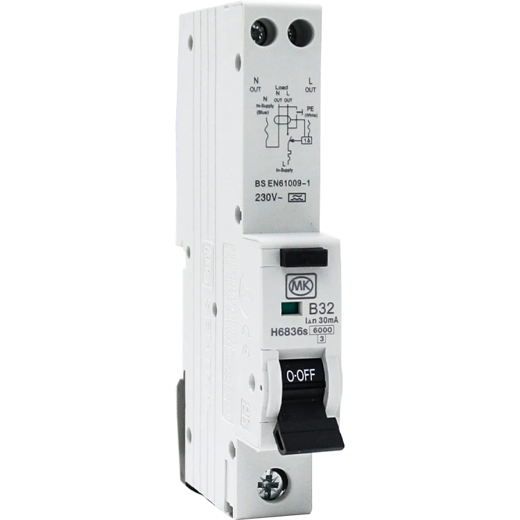 Overload Short Circuit 230V 32A Rcbo Ip20 Residual Current Operated Circuit Breaker Mini Mcb