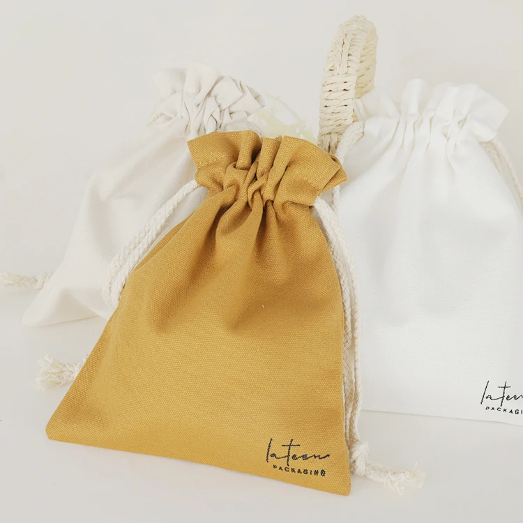 Travel Soft Comfortable Cotton Cosmetic Bag Pouch Muslin Drawstring Packaging Jewelry Bag Cotton Canvas Jewelry Pouch