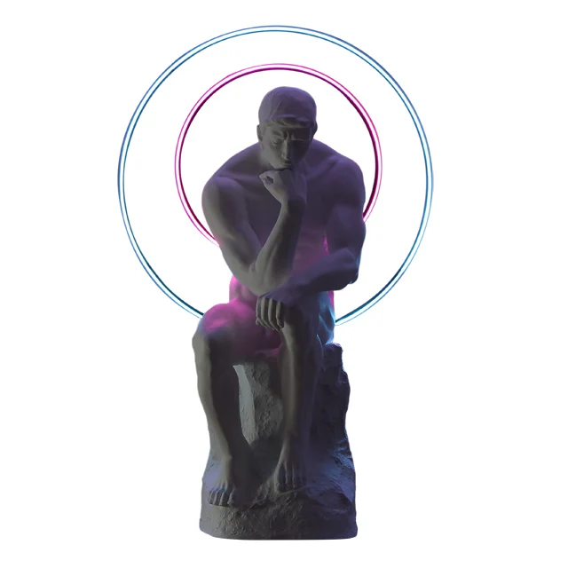 Famous Nude Seated Thinking Statues With Light Statues For Sale Fiberglass Statue