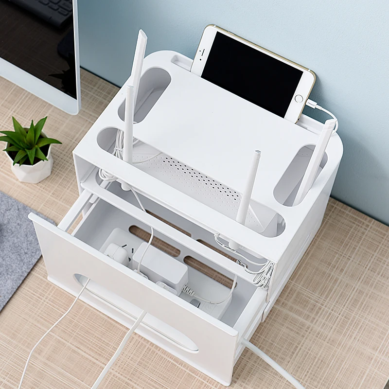 wifi wireless router storage box wall mounted set-top box jack board socket organizer artifact wire storage box