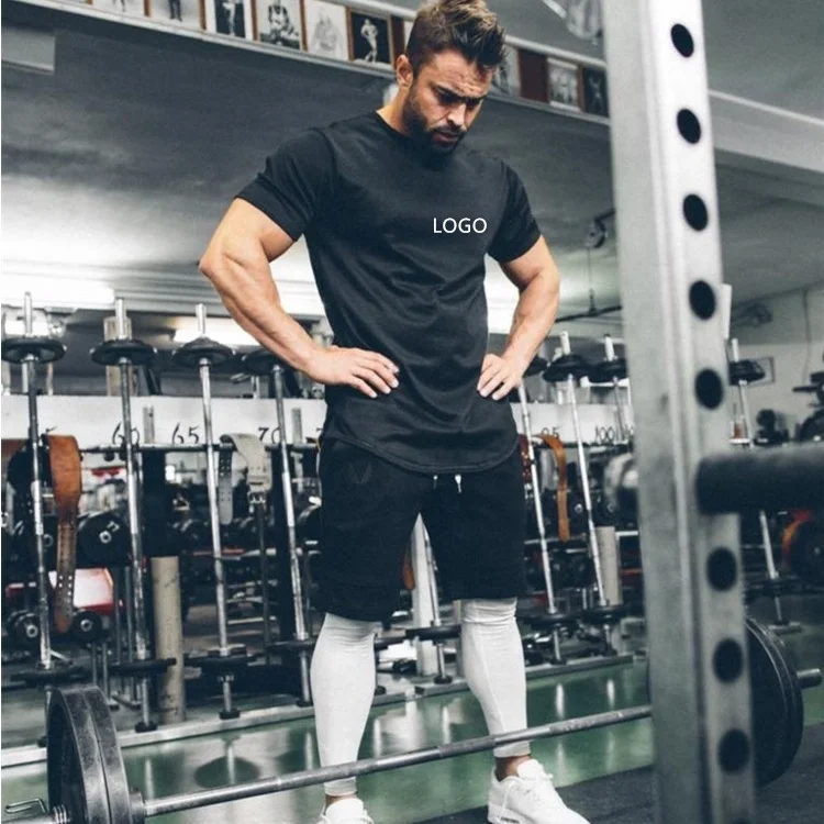 Оптовая продажа заказной хлопок реглан с коротким рукавом футболка Чистый Спорт Тренажерный зал Slim Fit Мужская футболка