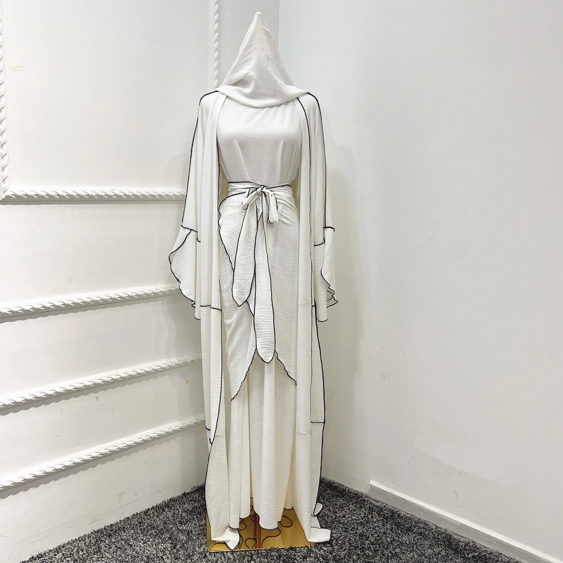 Wholesale Dubai Abaya 3 pcs set Muslim Dress Long Sleeve 2023 Chiffon Middle Eastern Islamic Muslim Dress Women