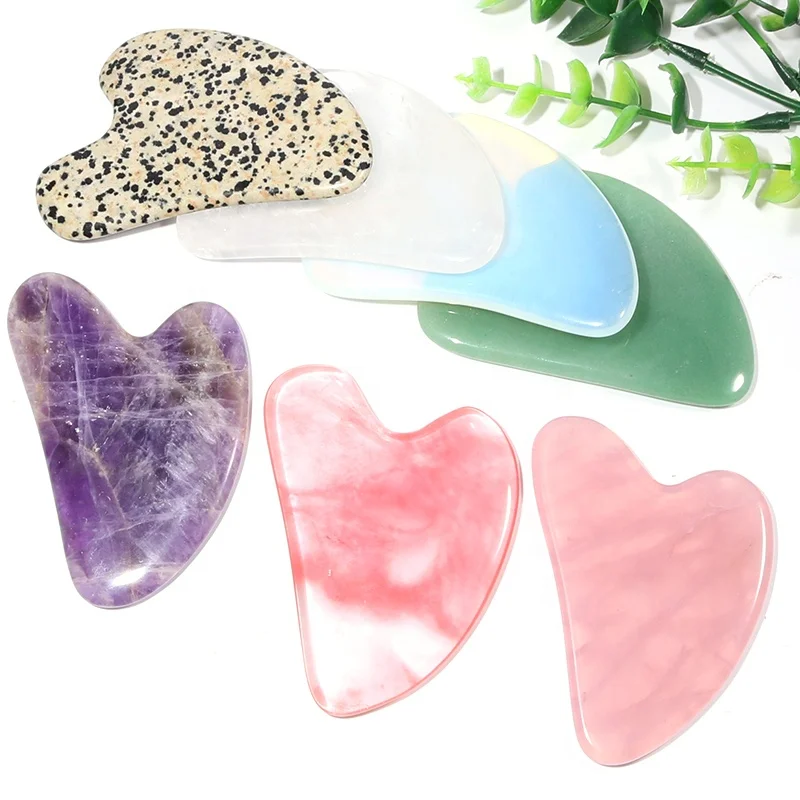 Wholesale Facial Massage Gua Sha Tool Jade Massager Natural Rose Quartz Amethyst Jade Black Gua Sha Facial Scraping Board