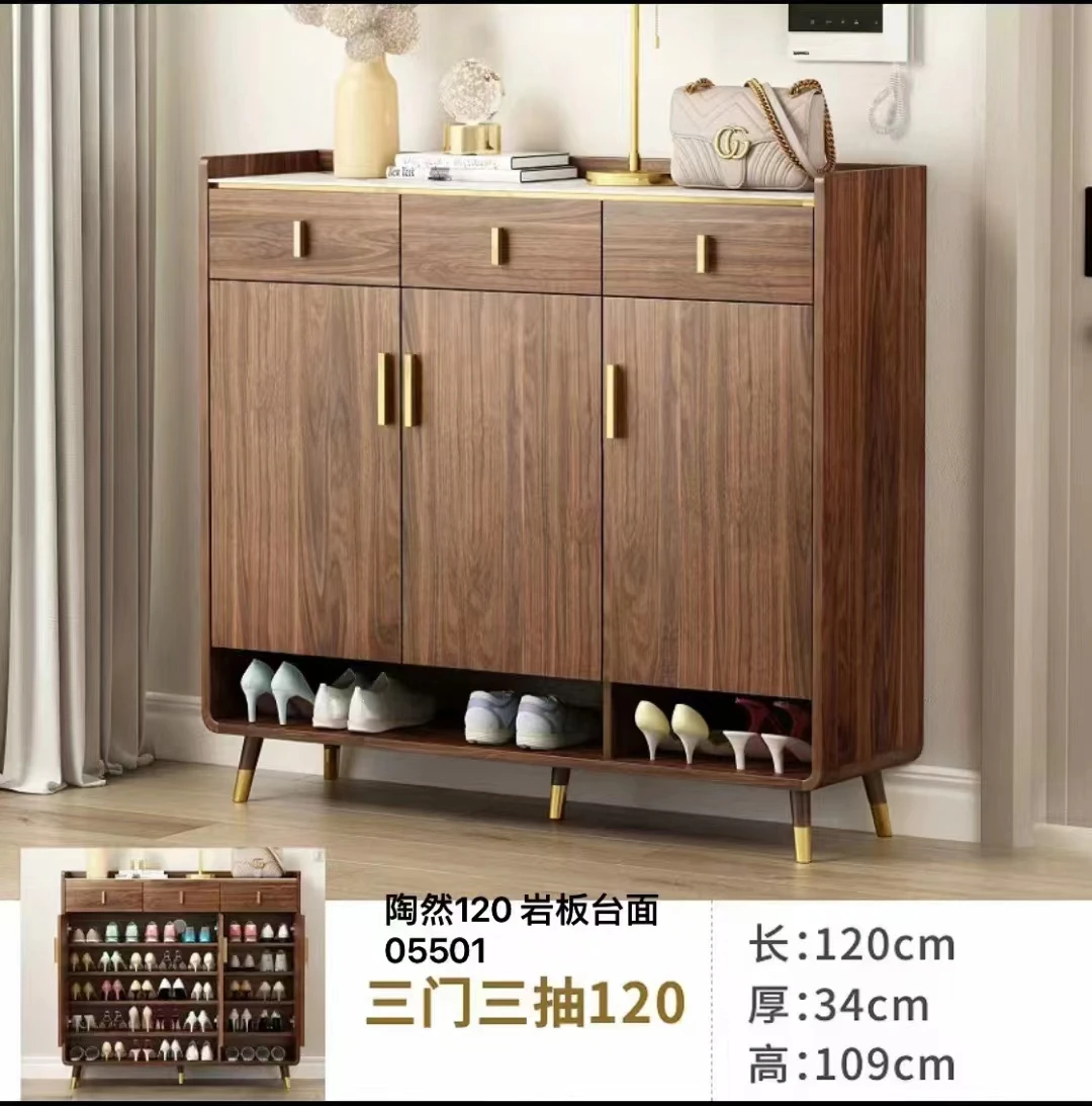 Customized Wood Modern Luxury Entryway Wooden Shoe Cabinet Storage Furniture