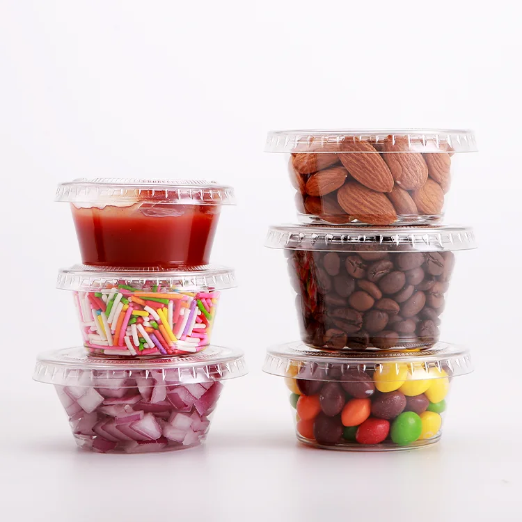 Hot Sale Disposable Clear 1oz 2oz Plastic Portion Cups Small Sauce Containers With Lids