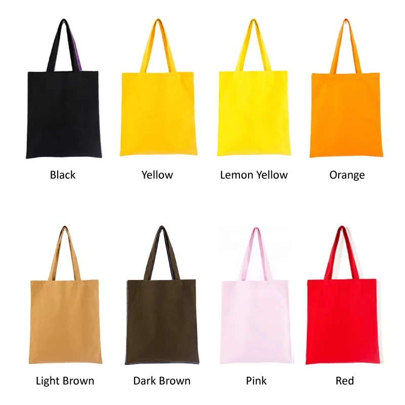 
KAIFEI AMAZON hot selling 100% cotton canvas tote bag shopping DIY blank handbag rainbow color 
