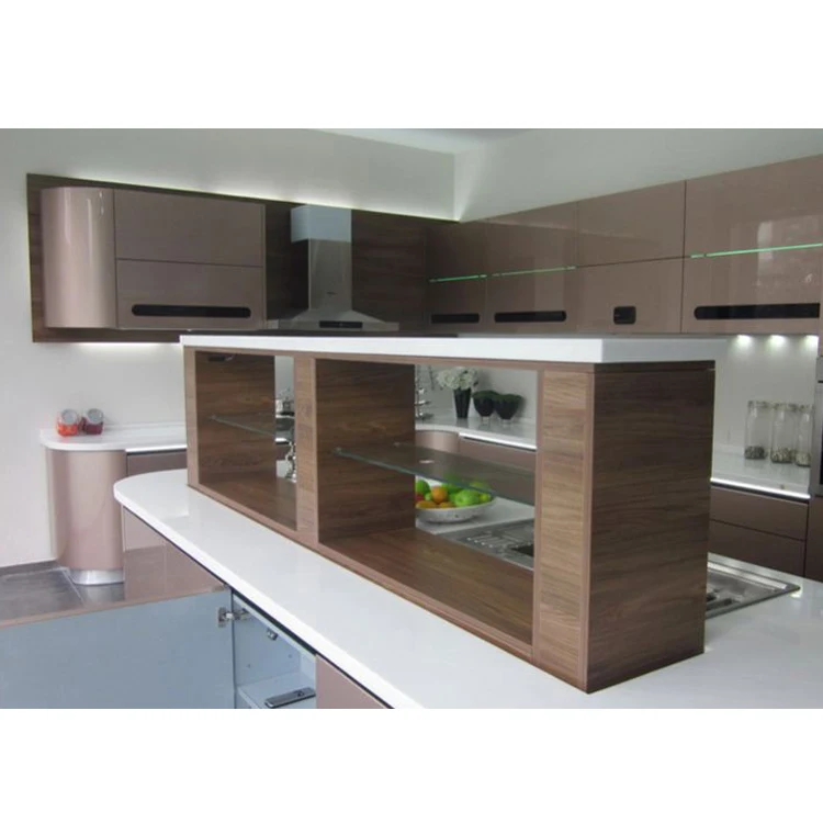 Wood grain melamine chipboard/PVC thermofoil faced MDF simple cheap display kitchen cabinets for sale