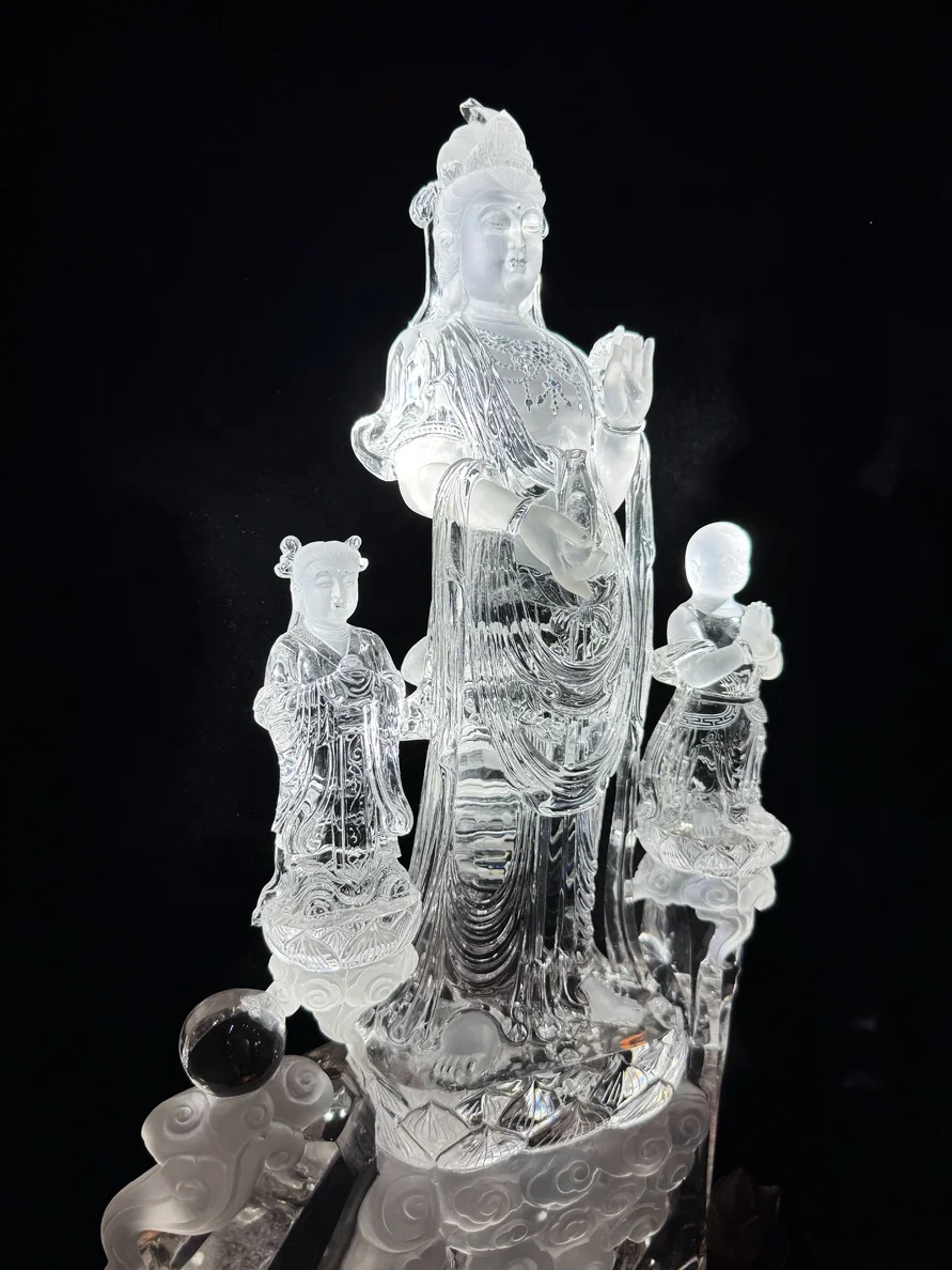 Quartz crystal Guanyin  carvings Avalokitesvara carvings crystal buddism godness Guanyinfor collection
