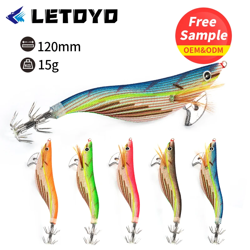 LETOYO LT130807 High Quality Cheap Egi Squid Jig 3.0# 3.5# Luminous Fishing Lures Squid Jig Blank Glow Shrimp Squid Jig