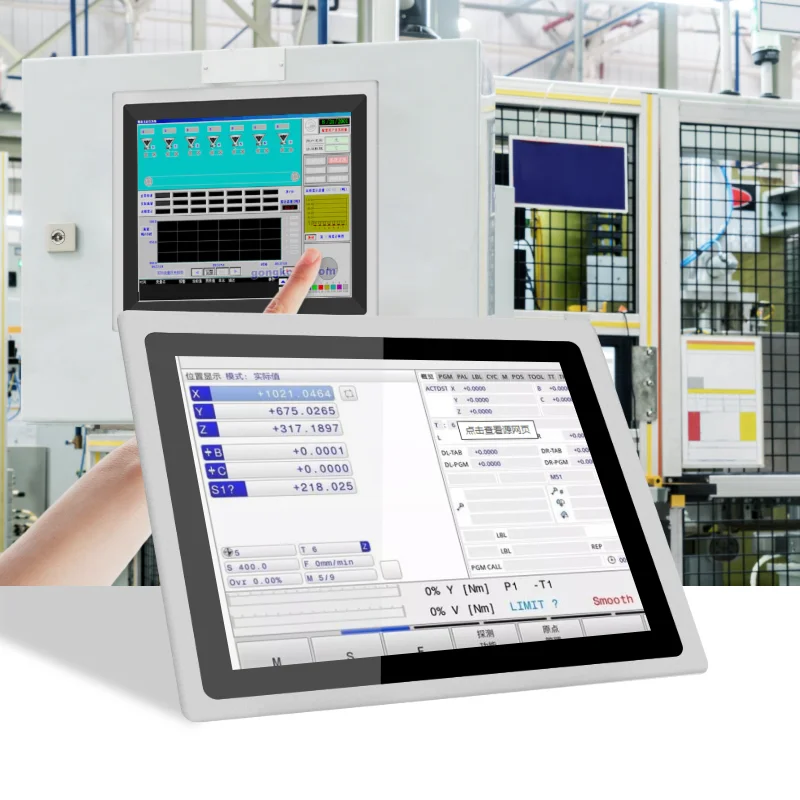 HUGEROCK PTC15W Dual Core Displayport 1024*768 Lcd Screen Business Simatic Industrial Panel Pc 15 Inch With Capacitive