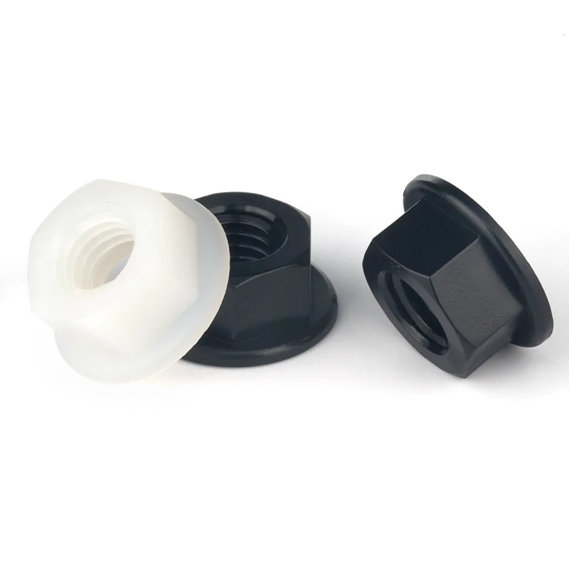 Screw Manufacturer Factory  Nylon M3 M4 M5 M6 M8 M10 M12 Black White  Nylon Plastic Hexagon Flange Nut Hexagon Screw Lock Nut