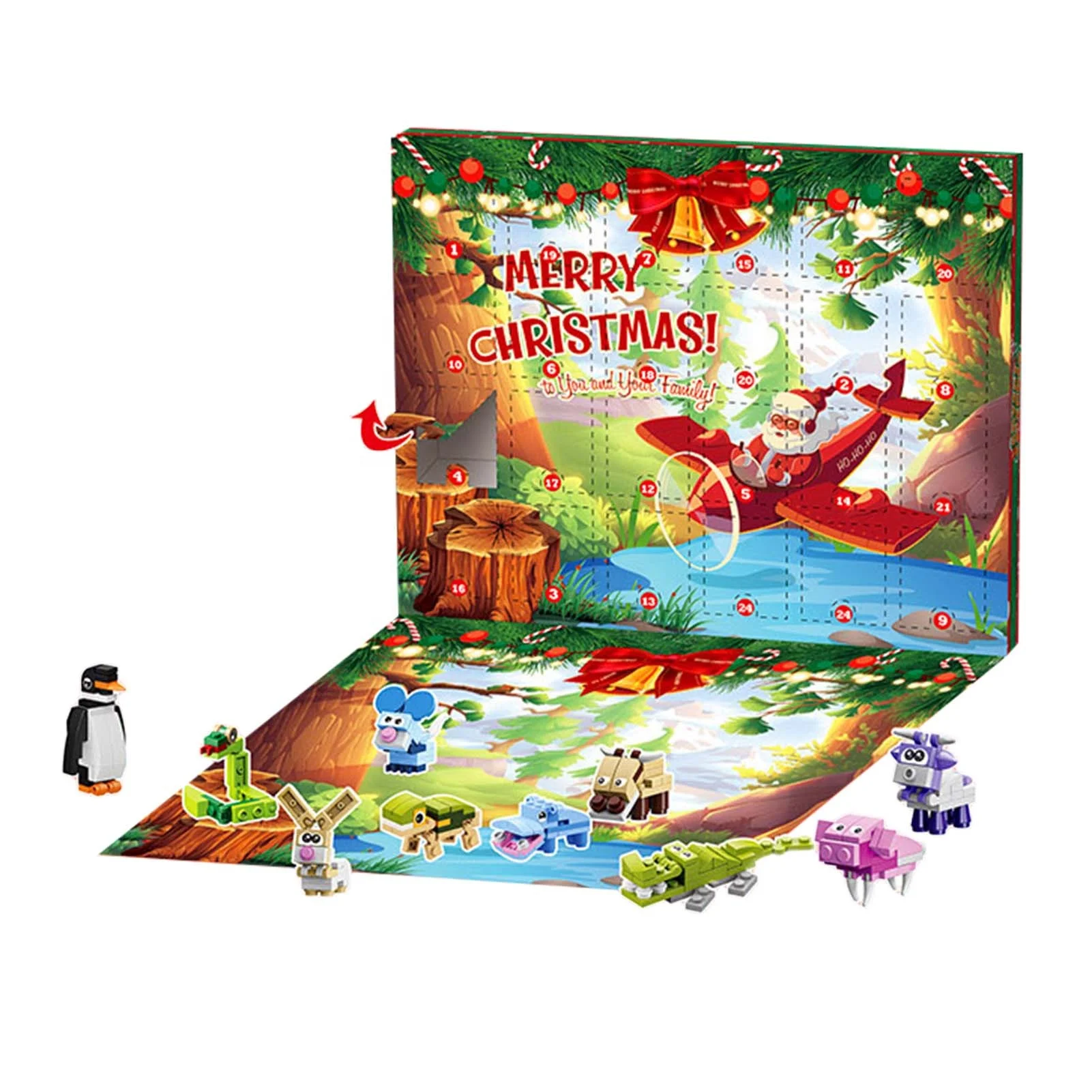 24 Days Christmas Countdown Advent Calendar Animals and Insects Mini Bricks Building Blocks Toys Kit for Boys and Girls