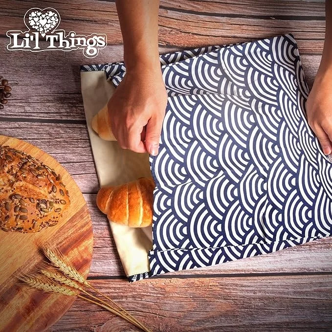 Eco-friendly Reusable Beeswax Bread bags 6 Different Themes  Perfect Bag for Home-Baked   Bread   Japanese Seigaiha Waves