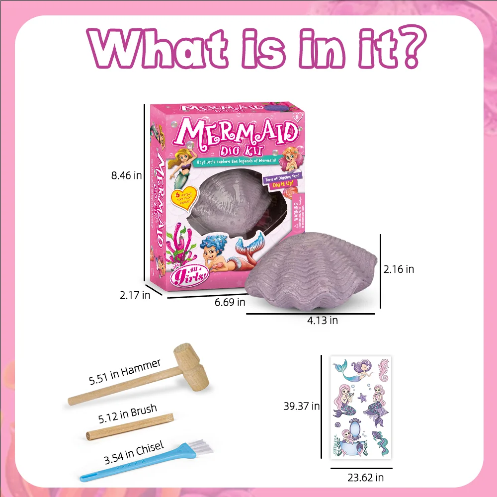 Dig out the lovely mermaid sea animal toy set educational excavation learning STEAM kits