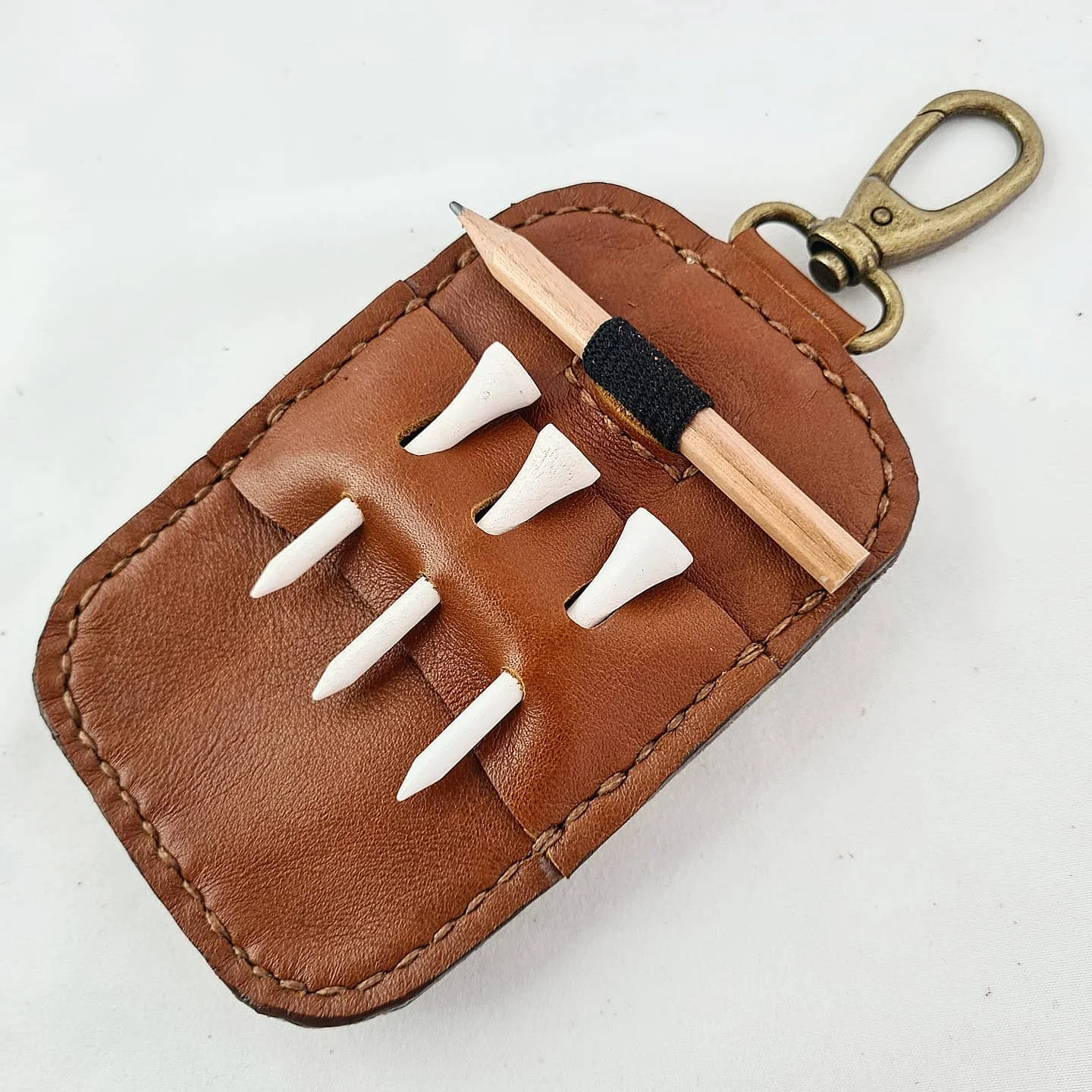 Factory Wholesale Luxury Gift Golf Tee Holder Golf Accessories Pouch Bag Belt Clip Tag Portable PU Leather Tee Holder