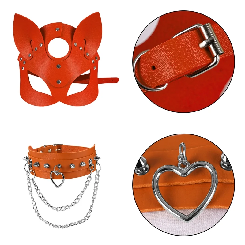 Leather Head Harness Unisex Hood  Punk Goth Fetish Cosplay Adjustable Black  for Show Night Party