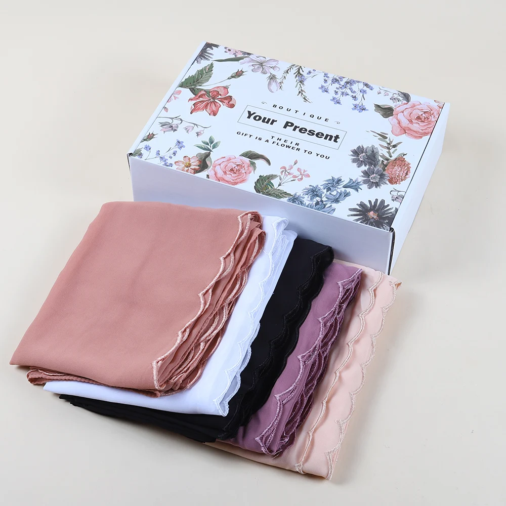 5pcs mix Wholesale Custom Plain Tassel Cashmere Shawls high satin  Embroidered chiffon Scarf Women