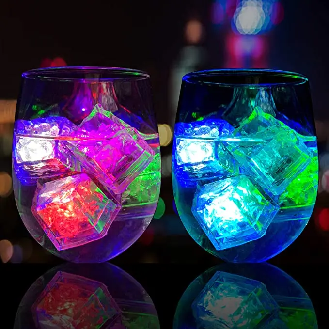 Liquid Sensor Color Change Flashing LED Light Up Ice Cubes for Christmas Bathtubs Vases Weddings Ponds Club Bar Champagne Party