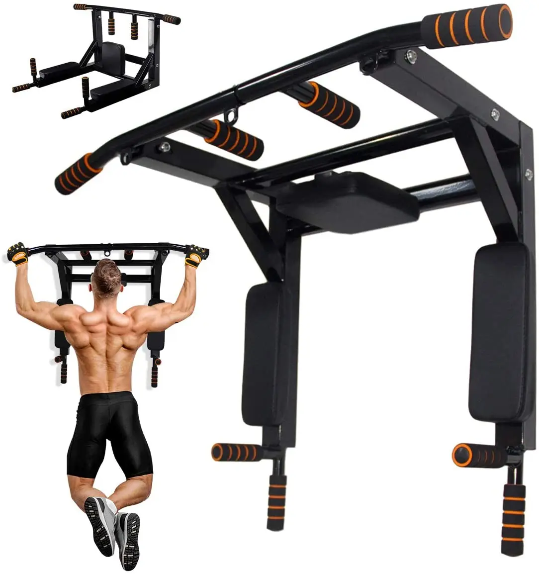 Indoor Home Gym Workout Multifunctional Fitness Training Equipment Wall Mounted Chin Up Pull Up Bar And Dip Station Stands