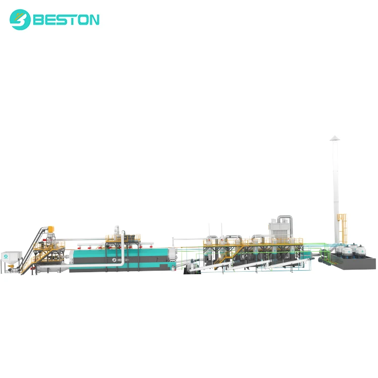 Beston Group fully continuous waste tyre to fuel oil and carbon black pyrolysis machine with installation