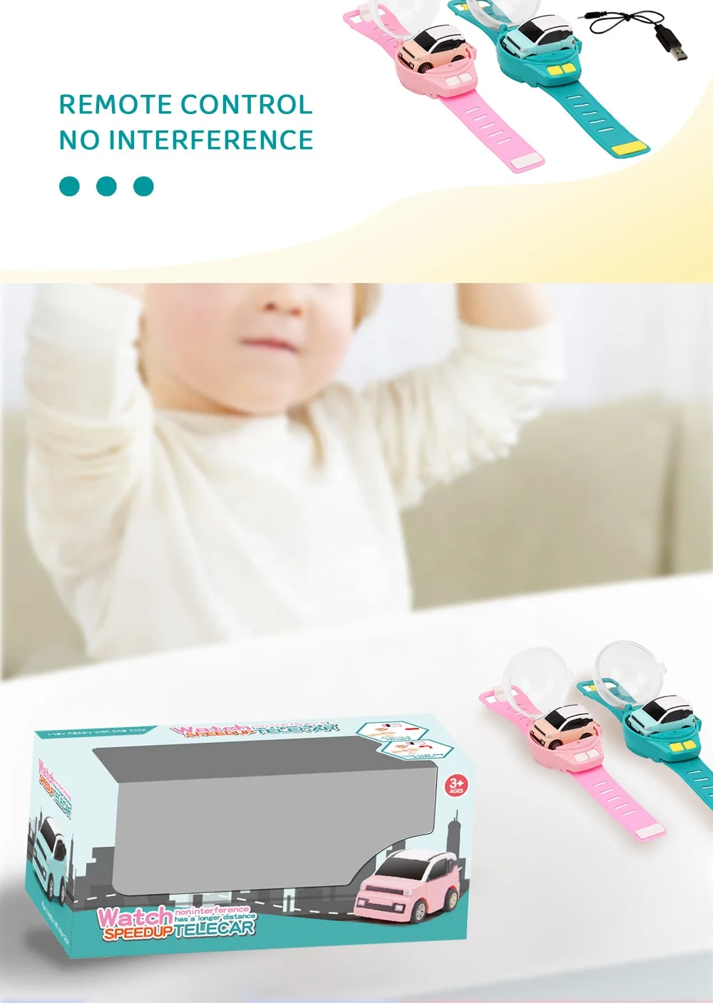 Tiktok 2023 Hot Sale Wearable Watch Include 1 RC Vehicle Hand Control Racing Car Kid Toy Mini Watch