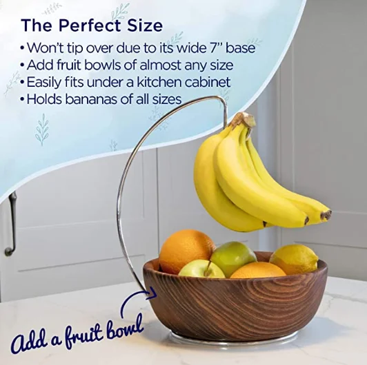 Banana hanger - stainless steel banana hanger with sturdy brackets and hooks. Make your own fruit or banana tree hook, earphone