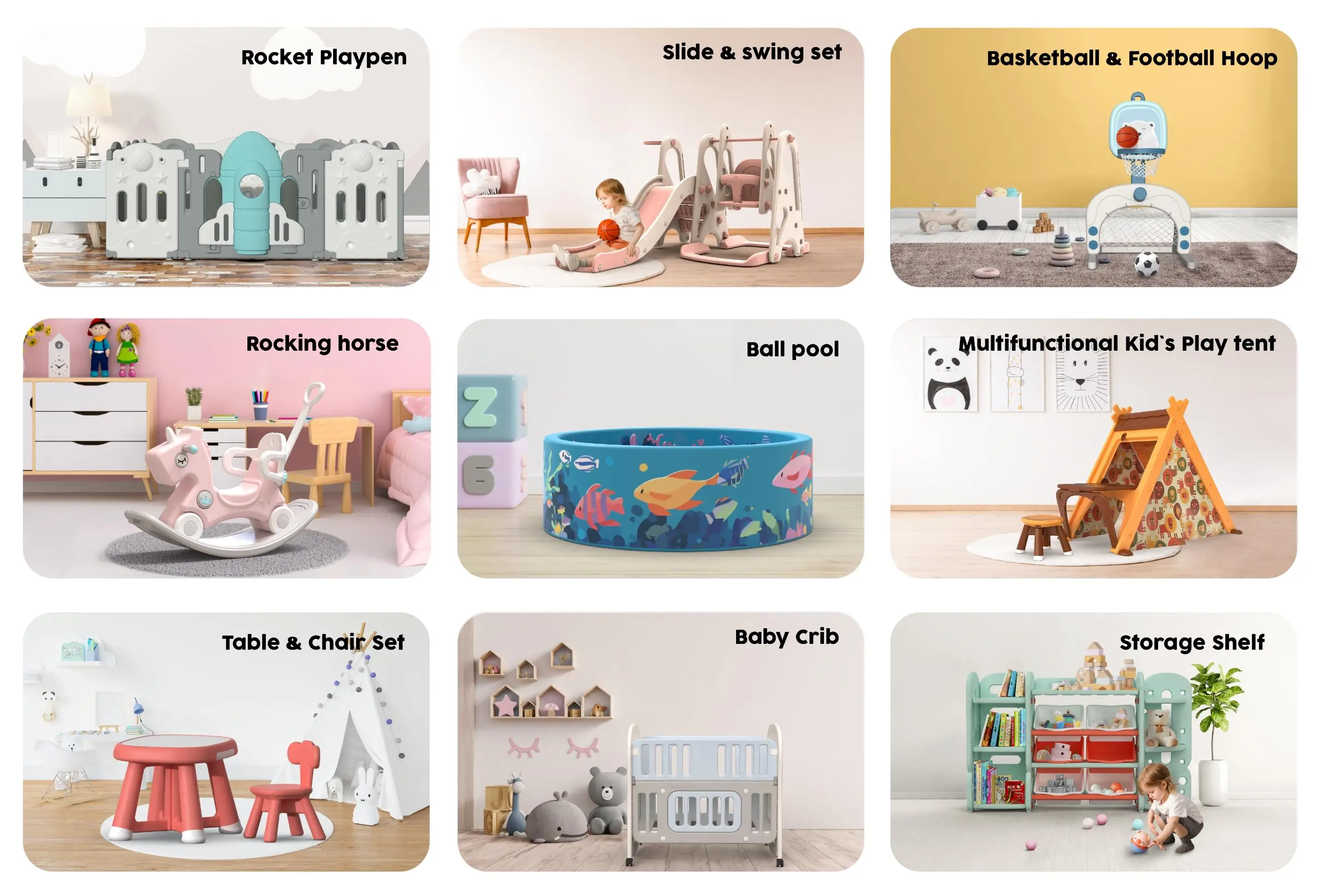 ABST Cartoon corgi design foldable portable playpen for babies