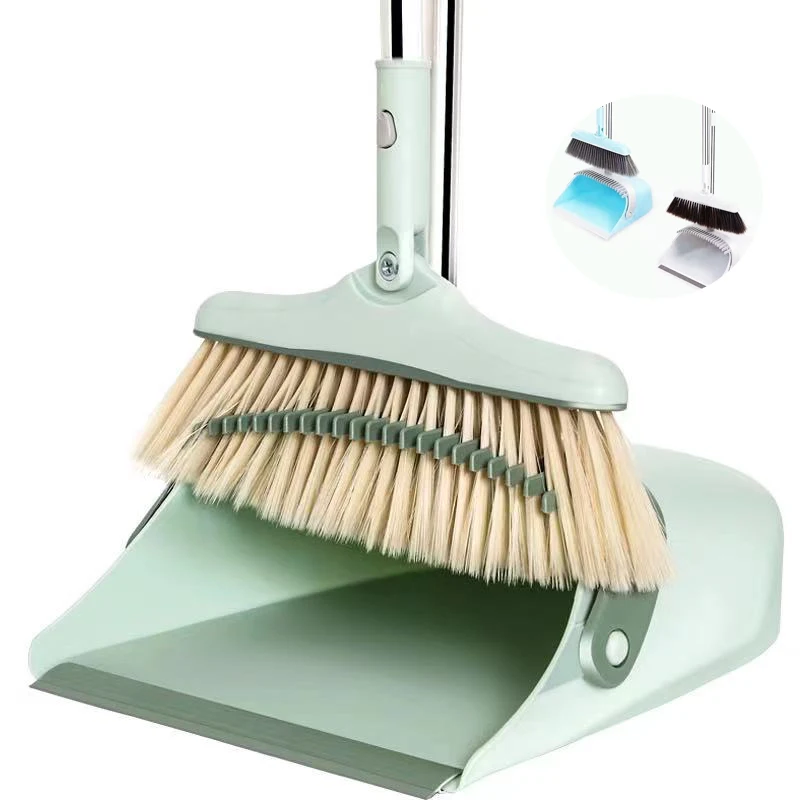 3 Colors Multifunction Long Floor Push Brush Broom and Dustpan Set Stainless Steel Hand Bath Broom Stick for Home Office Hotel