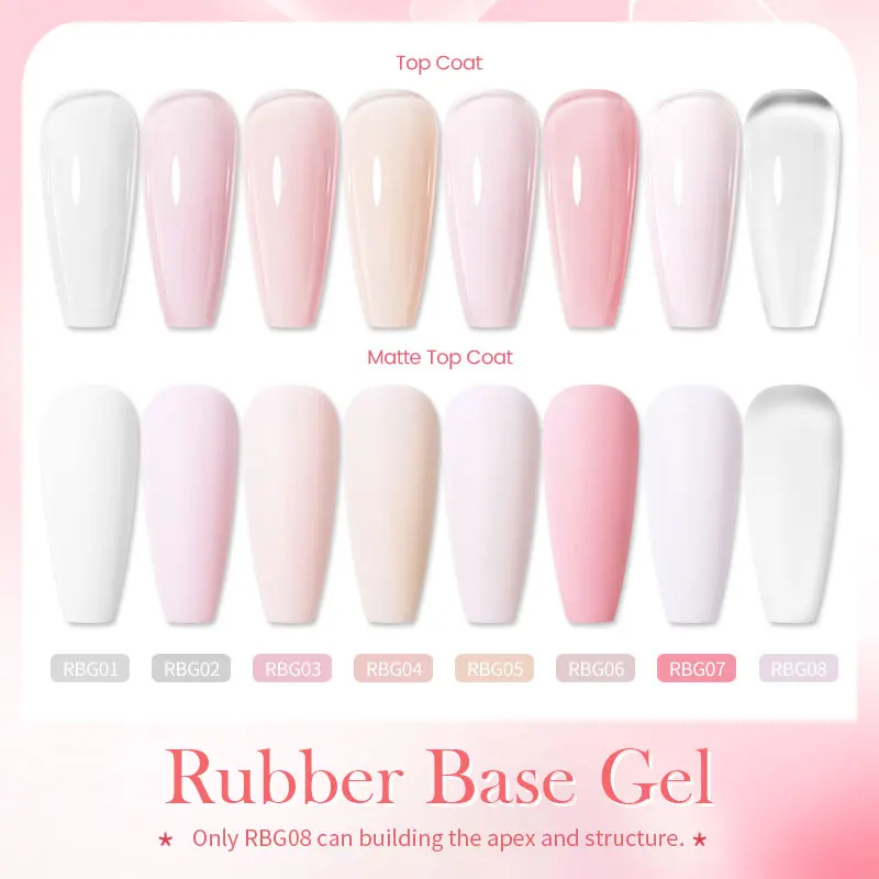 BORN PRETTY Profesional Milky Rubber Base Coat Gel Nail Polish Non-Toxic Scentless Camouflage Color Ruber Base 15ml