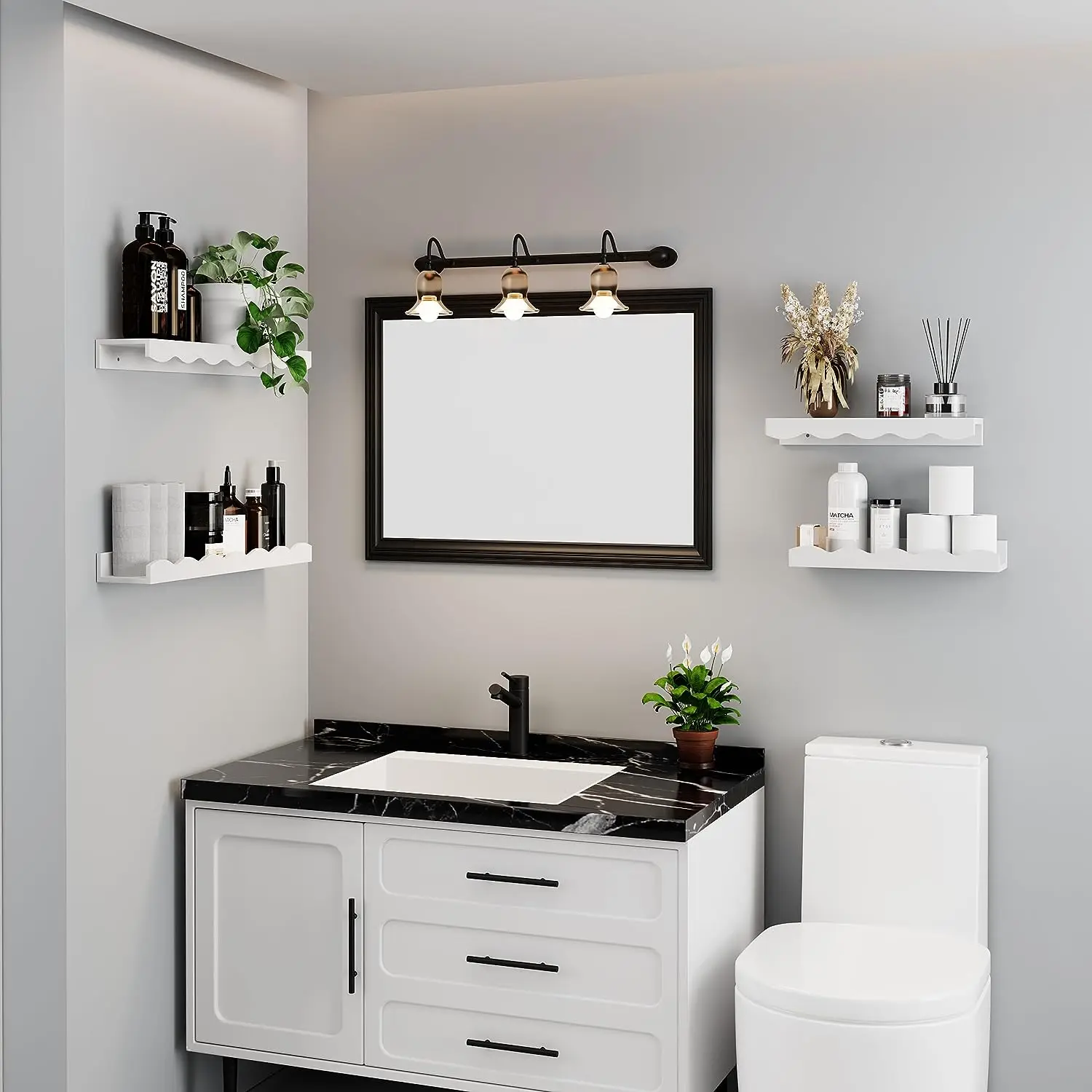 Bookcase 2-piece modern wooden storage rack suitable for wall decoration  books  toys and photo frames