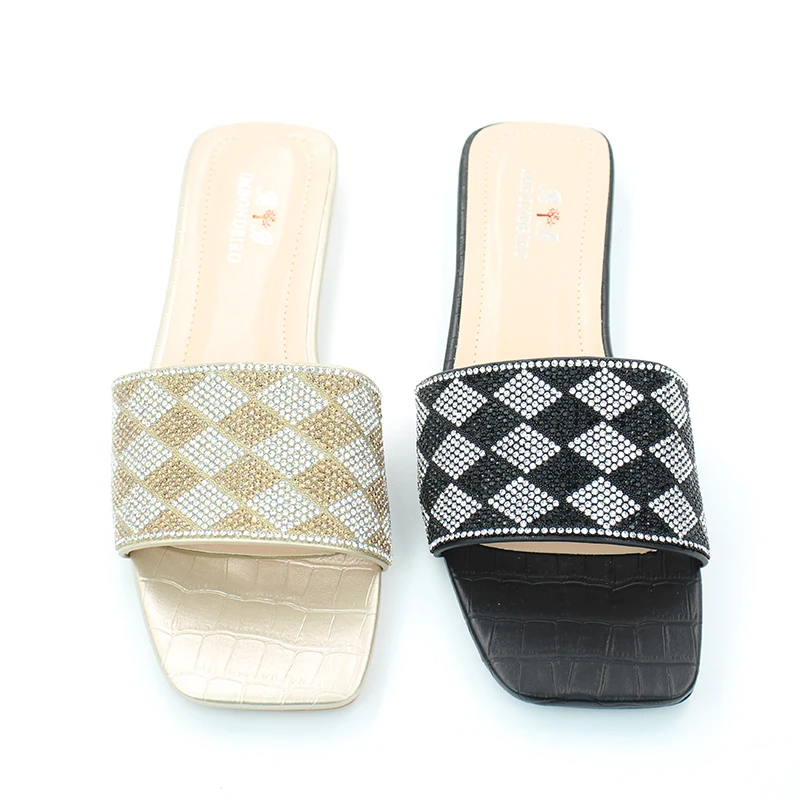 Individual teddy slippers delicate mules shoes women durable Shining summer ladies sandal