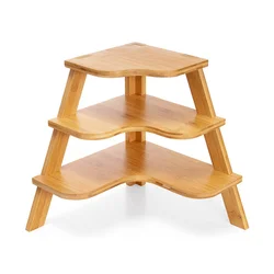 Multifunctional corner shelf  bamboo storage rack  countertop organizer  wooden shelf