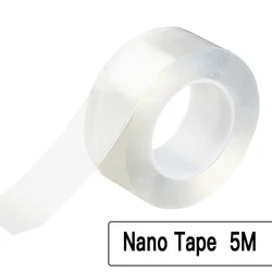 5M Flexographic Reusable Removable Double Sided Outdoor Mounting Cinta Transparent Nano Tape With Adhesive Tape