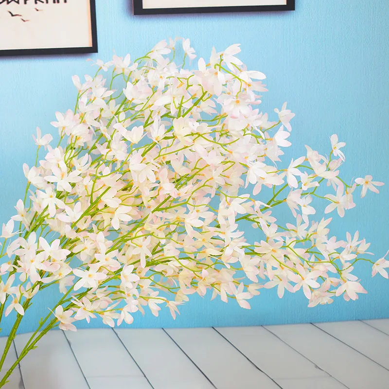 Artificial Flowers Silk Oncidium Orchid Flowers Branches Spray Floral Stem for Home Decor Wedding Backdrop Arch Wall TableRunner