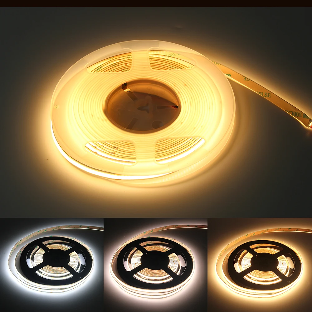 8mm/10mm COB LED Strip Light Flexible Aluminum Body with 12V 480 LEDs/Meter IP20 Decoration for Living Room 24V Input 5m MOQ