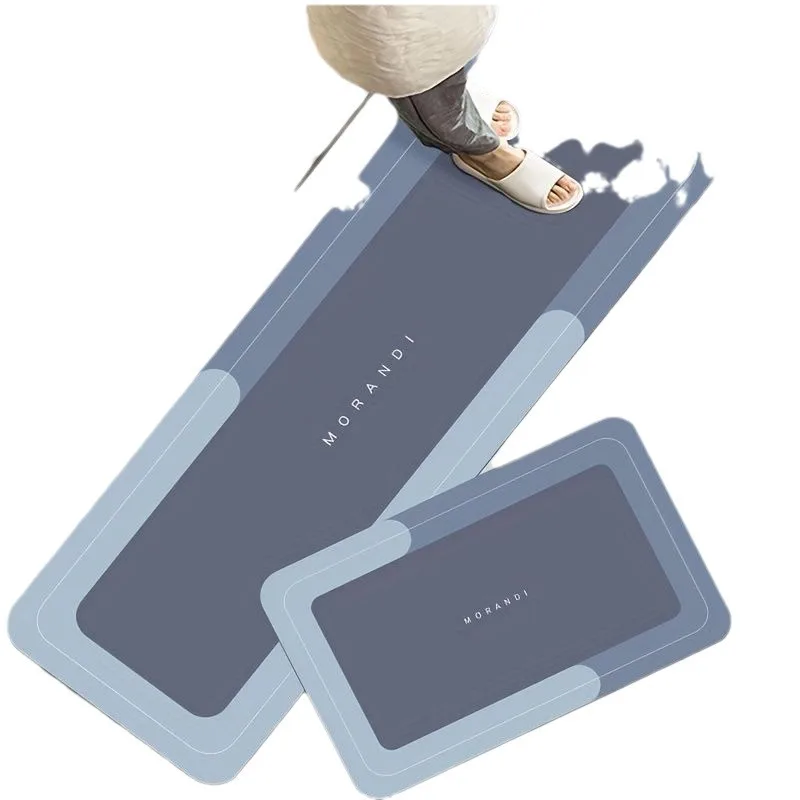 Cross-border simple diatom mud style porch entry bathroom kitchen floor mat two-piece wholesale