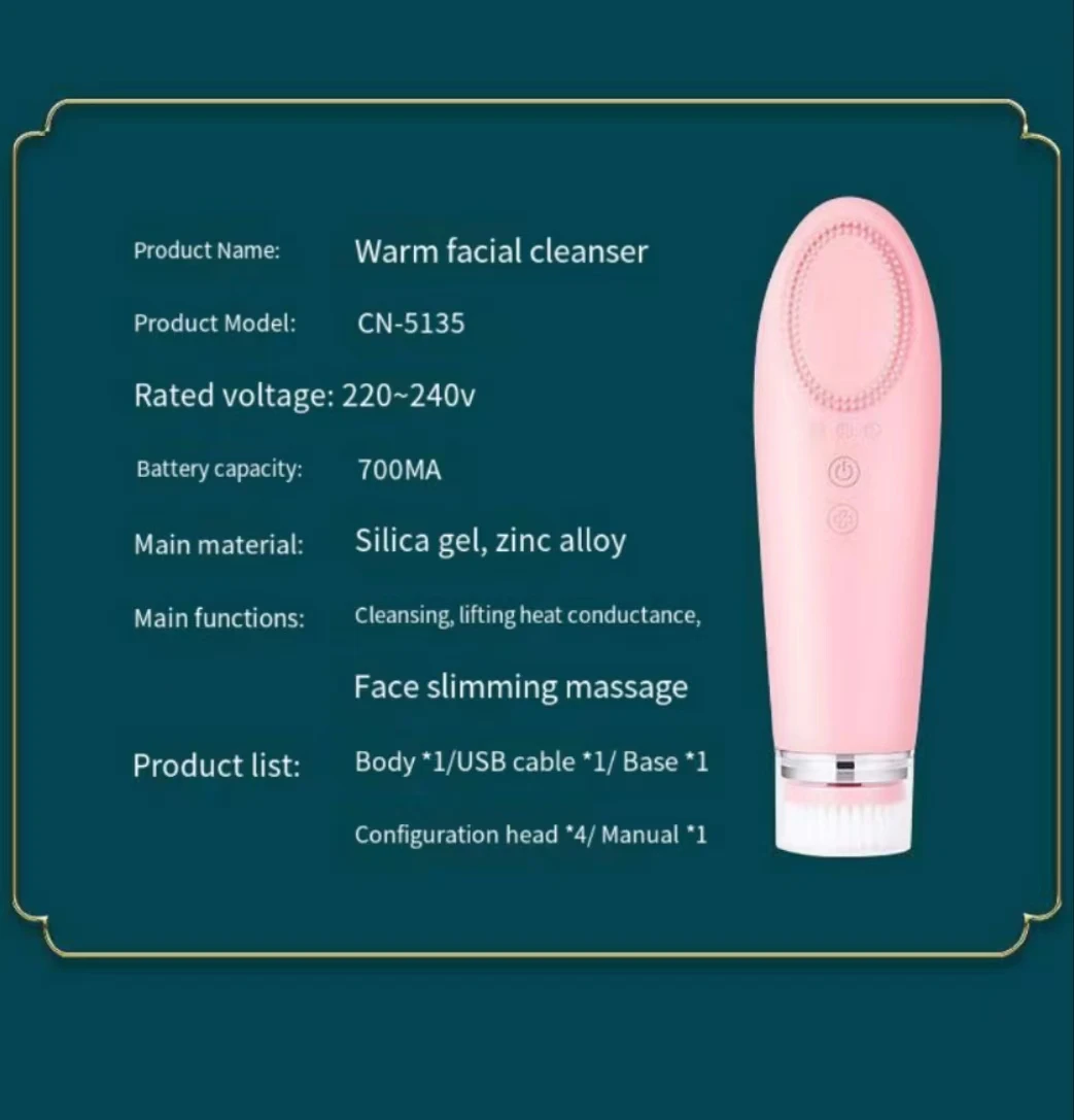 beauty items SPA Facial cleanser electric two-way rotating heart motor Silicone cleansing brush Rechargeable Cleansing massager