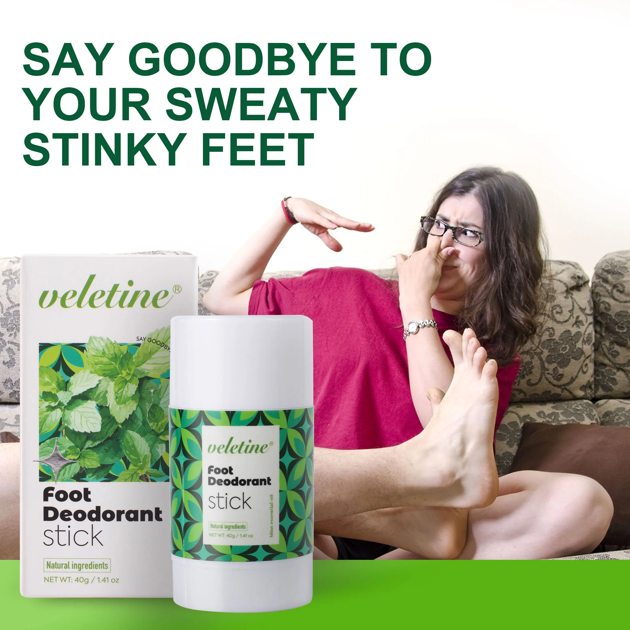 Foot Deodorant Stick Skin Care Foot Sweat Absorption Remove Odor Natural Organic Mint Oil Foot Deodorant Stick