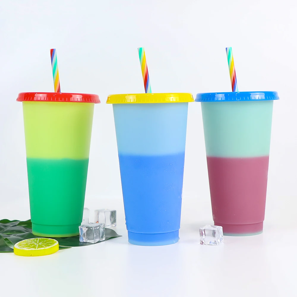 Hot sale soda hardhard tall reusable pp plastic smoothie cups with lids and straws for wholesale