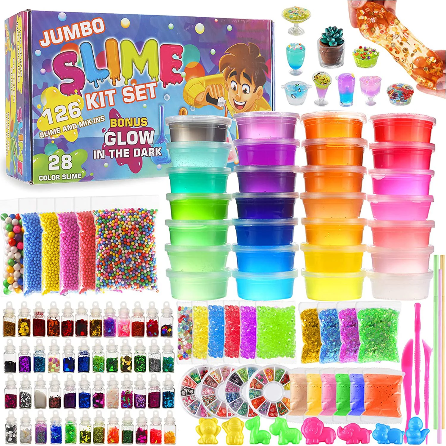 DIY Slime Making Kit for Girls Boys - Birthday Idea for Kids Age Ultimate Fluffy Slime Supplies Include  Crystal Slime