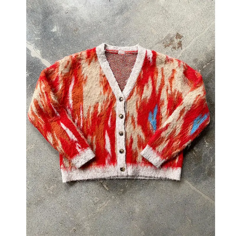 Winter Custom Furry knitwear Alpaca Wool Blend Jumper Winter Knitted Coat Men Warm Pullover Knitted Casual Wear Sweater