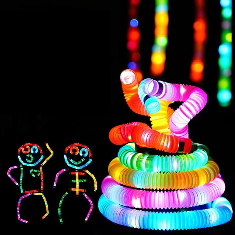 Hot Sale Funny Colorful DIY Plastic LED Fidget Magic Pop Tube Sensory Toys