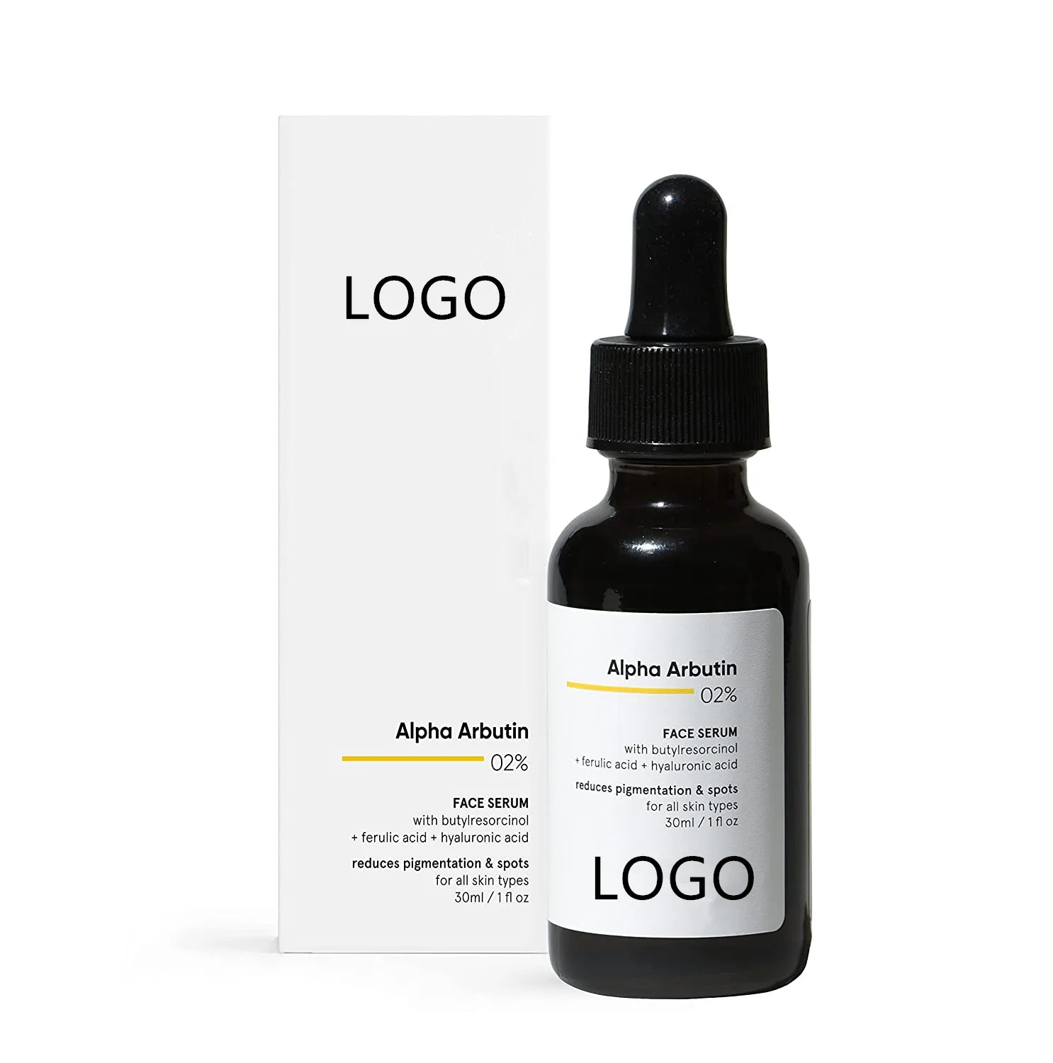 Private Label 2% Alpha Arbutin and kojic acid Serum for Pigmentation Dark Spots Removal Anti-pigmentation Face