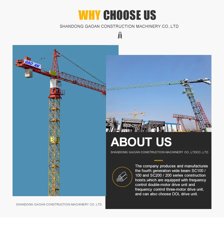 Manufacturers sell 8 tons of tower crane price preferential order
